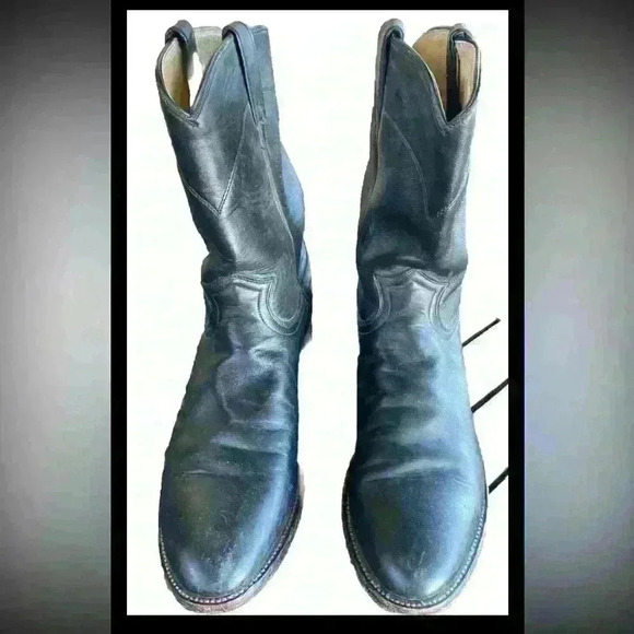 Justin black leather pull on work boots 3620 size 10B - Picture 1 of 5